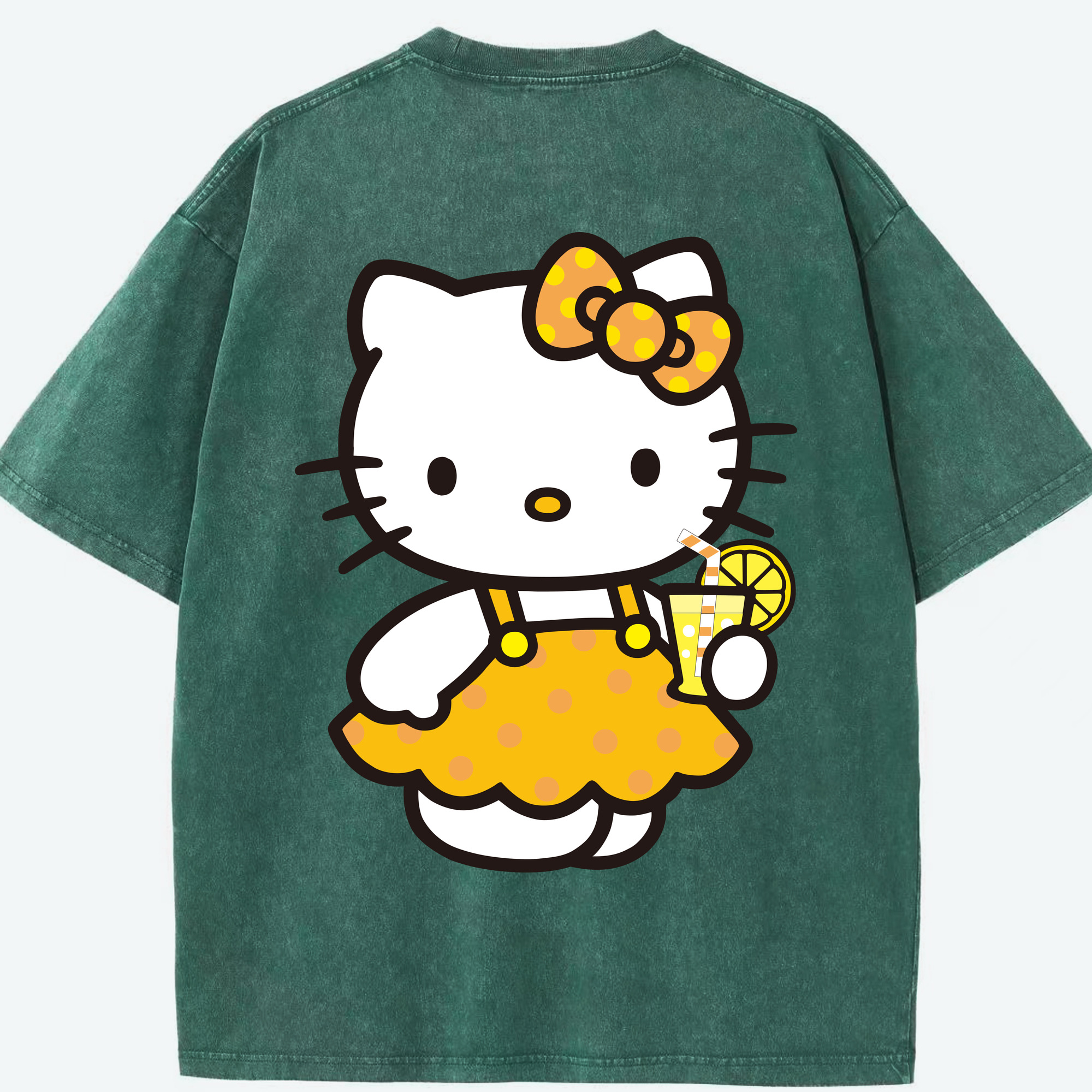 （画像用） Hello Kitty ハローキティ 綿100% ヴィンテージ風 半袖Tシャツ（背面プリント）